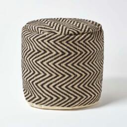 Rackhams Black and Cream Chevron Pattern Pouffe - 45 x 40 cm - thumbnail 1