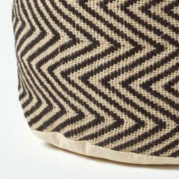 Rackhams Black and Cream Chevron Pattern Pouffe - 45 x 40 cm - thumbnail 4