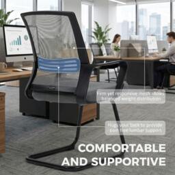 Rackhams Padded Meeting Office Chair with Sled Base, No Wheels, Dark Grey - thumbnail 4
