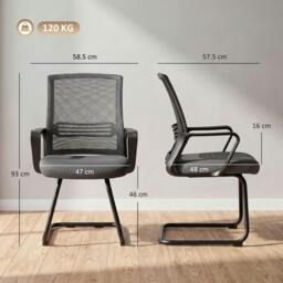 Rackhams Padded Meeting Office Chair with Sled Base, No Wheels, Dark Grey - thumbnail 3