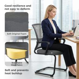 Rackhams Padded Meeting Office Chair with Sled Base, No Wheels, Dark Grey - thumbnail 5