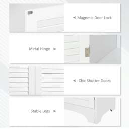 Rackhams Tall Freestanding Bathroom Cabinet Retro Shutters w/ 3 Compartments Shelves Elevated Base Narrow Organiser White 60L x 30W x 182.5H cm - thumbnail 5