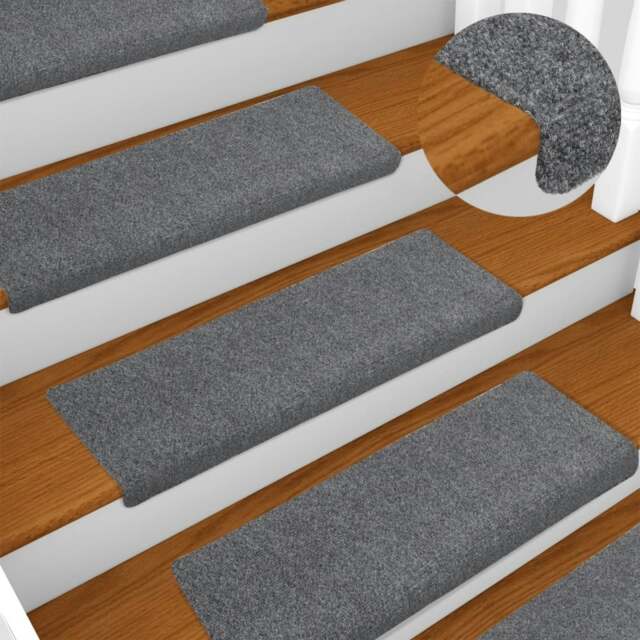 Rackhams Stair Mats 5 pcs Light Grey 65x21x4 cm Needle Punch - image 1