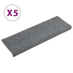 Rackhams Stair Mats 5 pcs Light Grey 65x21x4 cm Needle Punch - thumbnail 2