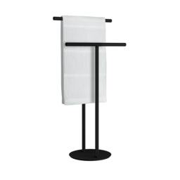 Rackhams Matt Black Double Towel Rail (H)81cm x (W)40cm Stainless Steel Freestanding Bathroom Twin Towel Holder - thumbnail 2