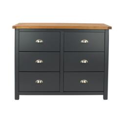 Rackhams Dunkeld 3 + 3 Wide Chest of Drawers - midnight blue - thumbnail 1