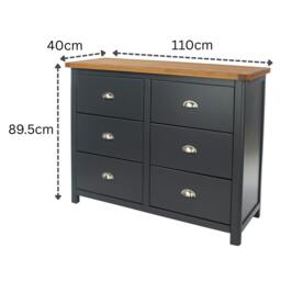 Rackhams Dunkeld 3 + 3 Wide Chest of Drawers - midnight blue - thumbnail 6