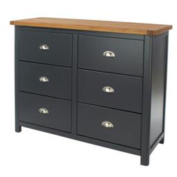Rackhams Dunkeld 3 + 3 Wide Chest of Drawers - midnight blue - thumbnail 2
