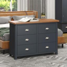 Rackhams Dunkeld 3 + 3 Wide Chest of Drawers - midnight blue - thumbnail 3