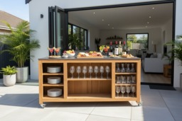 Rackhams Barletta Teak Kitchen Island on Wheels - thumbnail 3
