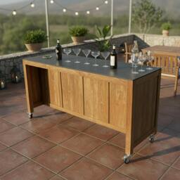 Rackhams Barletta Teak Kitchen Island on Wheels - thumbnail 2