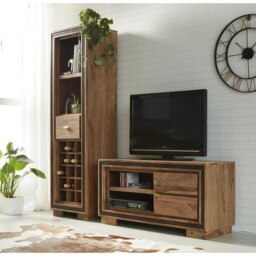 Rackhams Tanishia Sheesham Wine Bookcase - Wood - 1 - 50CM X 40CM X 175CM  (LXDXH) - thumbnail 2