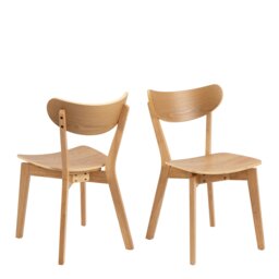 Rackhams Roxby Dining Chairs in Oak Set of 2 - 1 - thumbnail 1