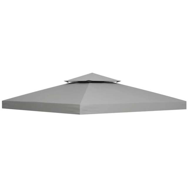 Rackhams 3(m) Gazebo Top Cover Double Tier Canopy Replacement Pavilion Roof Light Grey - image 1