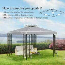 Rackhams 3(m) Gazebo Top Cover Double Tier Canopy Replacement Pavilion Roof Light Grey - thumbnail 3