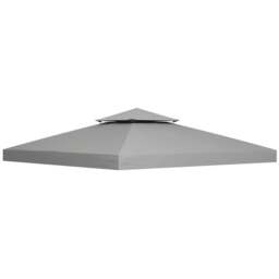 Rackhams 3(m) Gazebo Top Cover Double Tier Canopy Replacement Pavilion Roof Light Grey - thumbnail 1