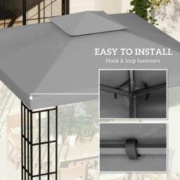 Rackhams 3(m) Gazebo Top Cover Double Tier Canopy Replacement Pavilion Roof Light Grey - thumbnail 5