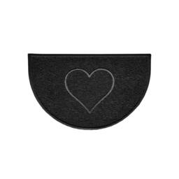 Rackhams Heart Embossed Halfmoon Indoor/Sheltered Outdoor Spaghetti Doormat - Black - thumbnail 1