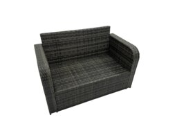 Rackhams Rattan Garden Outdoor Furniture Set Love Sofa Square Coffee Table Set with 2 Side Table 2 Big Stools Dark Grey Mixed - thumbnail 4