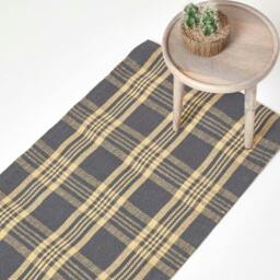 Rackhams Douglas Grey and Yellow Tartan Check Non-Slip 100% Wool Rug - 120 x 170 cm - thumbnail 2