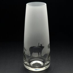 Rackhams Pig Glass Bud Vase - Hand Etched/Engraved Gift - thumbnail 4