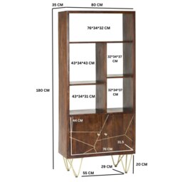 Rackhams Multi shelf bookcase with Doors Bishop Dark Mango - Wood - 1 - 80CM X 35CM X 180CM  (LXDXH) - thumbnail 5