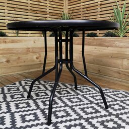 Rackhams Outdoor 2 Person Round Glass Top Garden Patio Dining Table Chairs Set - Outdoor Furniture Sets - thumbnail 3