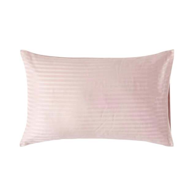 Rackhams Silky 330 TC Egyptian Cotton Satin Stripe Housewife Pillowcase, Standard Size - Dusky Pink Violet