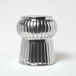 Rackhams Elegant Designer Solid Metal Silver Footstool, MOROCCAN 43 cm High - thumbnail 1