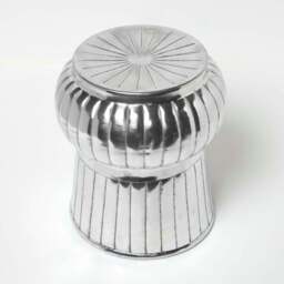 Rackhams Elegant Designer Solid Metal Silver Footstool, MOROCCAN 43 cm High - thumbnail 3
