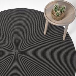 Rackhams Grey and Black Handmade Woven Spiral Braided Rug - 120 cm Round - thumbnail 2