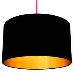 "Rackhams Jet Black Cotton Lampshade with Gold Foil Lining - 30cm Diameter x 30cm Height / (12"" x 12"")" - thumbnail 5