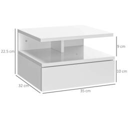 Rackhams Set of Two Floating High Gloss Bedside Tables - White - thumbnail 3