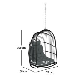 Rackhams Rattan Egg Chair with Installation Kit, Indoor Outdoor Swing Chair - thumbnail 6