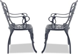 Rackhams Bangui Grey 2-Large Garden and Patio Chairs with Armrests in Cast Aluminium - thumbnail 5
