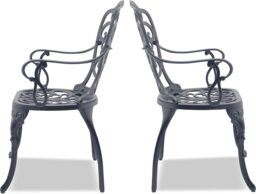 Rackhams Bangui Grey 2-Large Garden and Patio Chairs with Armrests in Cast Aluminium - thumbnail 4