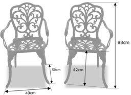 Rackhams Bangui Grey 2-Large Garden and Patio Chairs with Armrests in Cast Aluminium - thumbnail 6