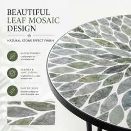 Rackhams Leaf Mosaic Bistro Set 3 Piece Folding Garden Furniture Set with Round Table and Two Chairs for Balcony Dining - 3 Piece - thumbnail 2