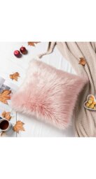 Rackhams Fluffy Faux Wool Pink Cushion Cover - Pink