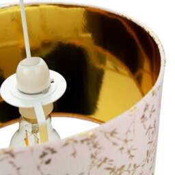 "Rackhams Modern Soft Pink Cotton Fabric 12"" Lamp Shade with Gold Foil Floral Decoration" - thumbnail 3