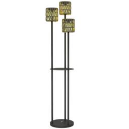 Rackhams 3-Light Solar Rattan Floor Lamp with Shelf, Auto On/Off, Grey - Yes - Steel, PE rattan - Rattan floor lamp - thumbnail 2