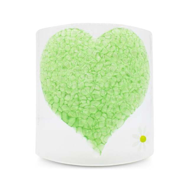 Rackhams Glass Curve – Heart Shape in Lime (Handmade Decorative Ornament)