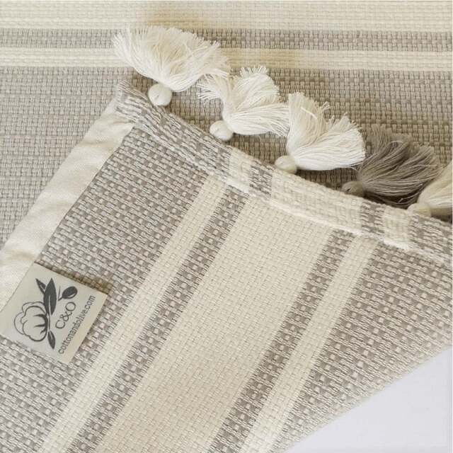 Rackhams Concept Cotton Mat with Tassels - Beige on Natural - image 1