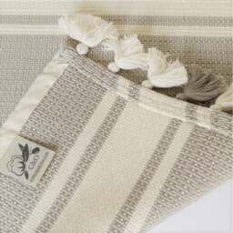 Rackhams Concept Cotton Mat with Tassels - Beige on Natural - thumbnail 1