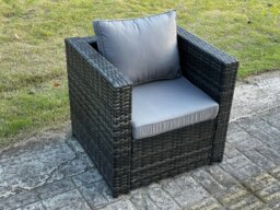 Rackhams Lounge Rattan Sofa Set Outdoor Garden Furniture Oblong Rectangular Coffee Table With 2 Chairs Side Table - thumbnail 5