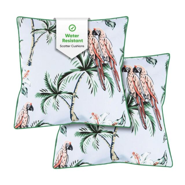 Rackhams Pair of Outdoor Scatter Cushions – Pink Parrot Design - image 1