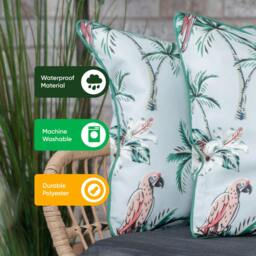 Rackhams Pair of Outdoor Scatter Cushions – Pink Parrot Design - thumbnail 5