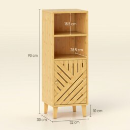Rackhams Narrow Bathroom Storage Cabinet with Open Compartments, Natural - Natural Wood Finish - thumbnail 4