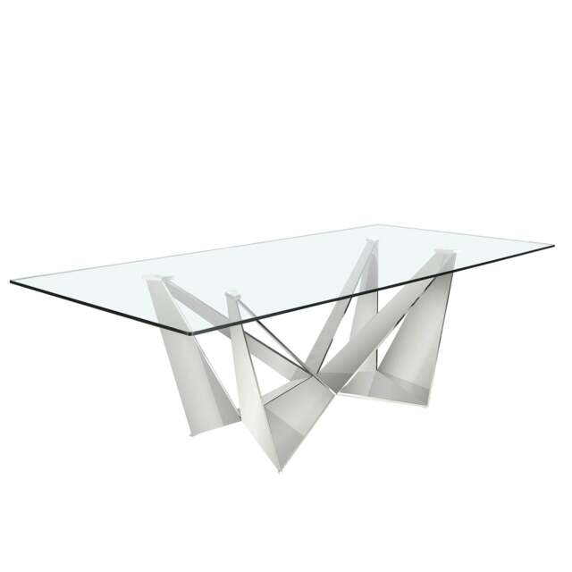 Rackhams Rectangular tempered glass and chrome-plated steel dining table 1049 - 240 x 120 x 75 - image 1