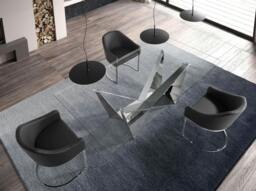 Rackhams Rectangular tempered glass and chrome-plated steel dining table 1049 - 240 x 120 x 75 - thumbnail 4